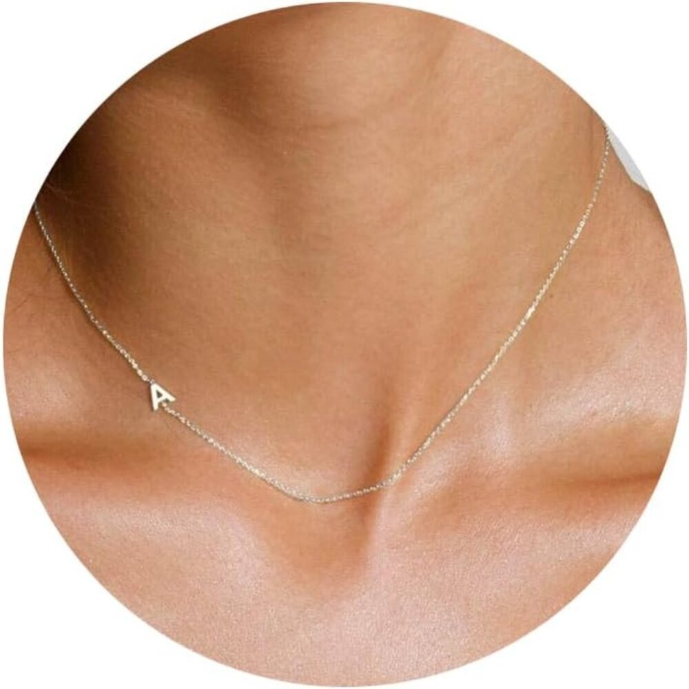 Silver Initial Necklace Sterling Silver Dainty Ch… - image 1